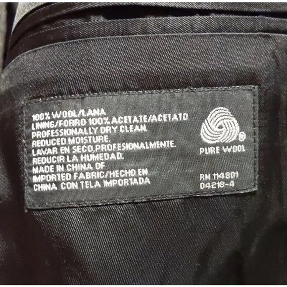 STAFFORD Sport Coat Blazer Mens Size 42S Gray Herringbone Pure Wool Sportcoat - Picture 5 of 7